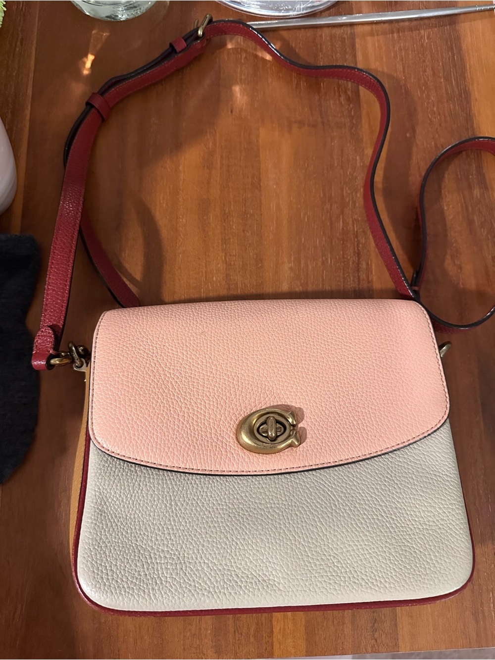 Coach Cassie 19 Colorblock Two-Tone Pink and Cream Leather Crossbody Bag 89088